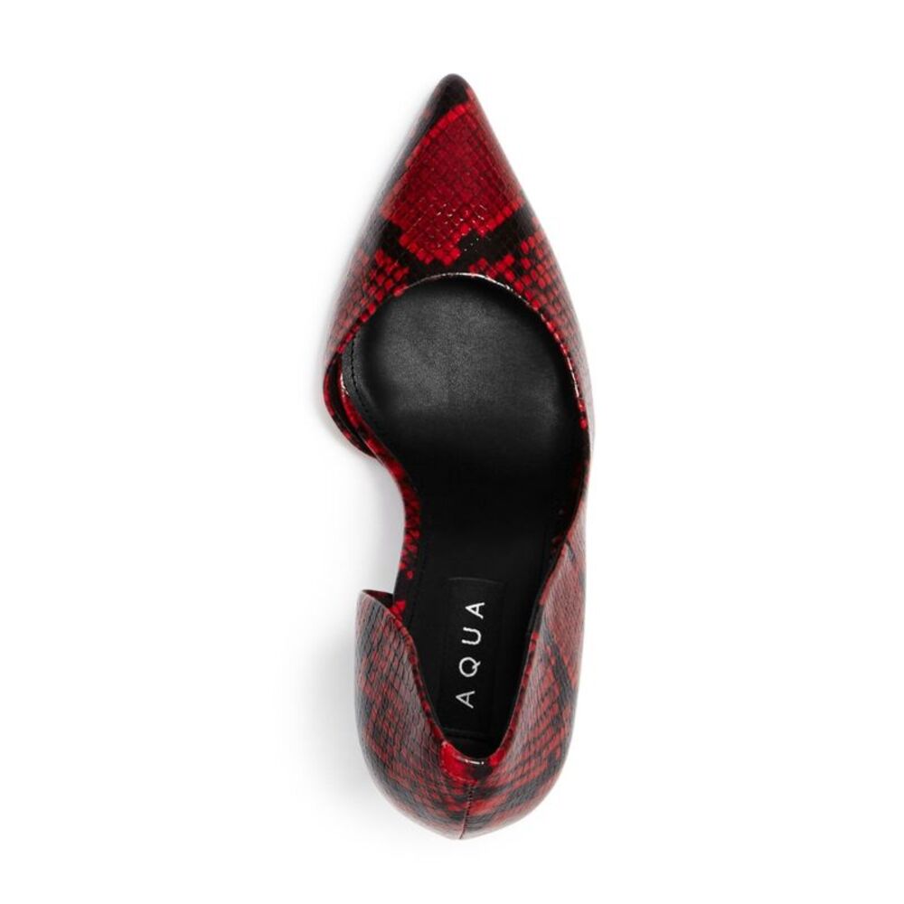 AQUA Womens Red Snake Print Dion Pointed Toe Stiletto Slip On Dress Pumps 5.5 M - Picture 4 of 4